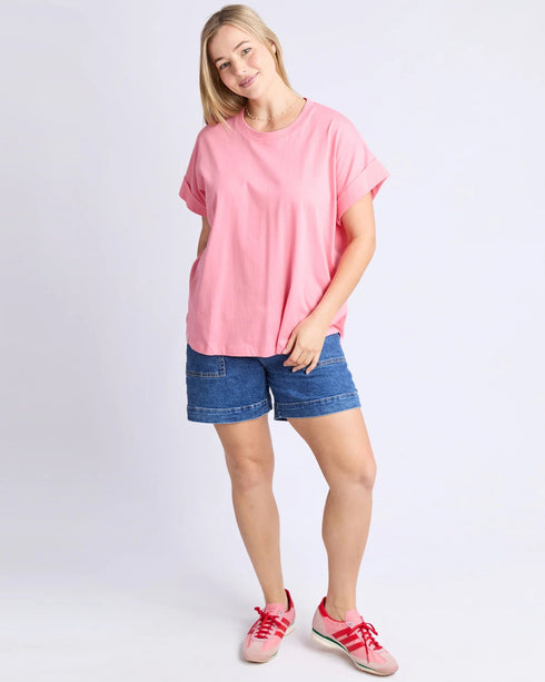 Elm McKinley Button Back Tee- Geranium Pink