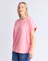 Elm McKinley Button Back Tee- Geranium Pink