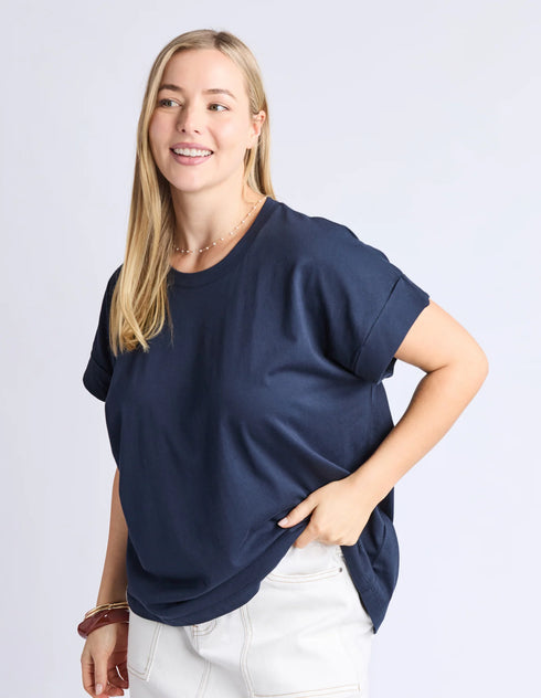 Elm McKinley Button Back Tee- Navy