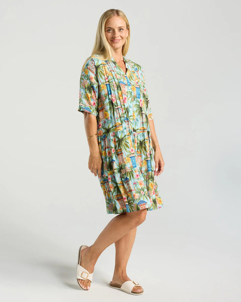 Black Stone Rosanna Short Tiered Dress - Casa Del Sol Print