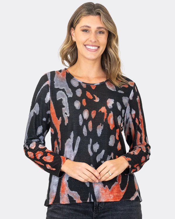 Renoma Bloomout Burnout top -  Black Mix