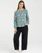 Black Stone Skylar Pintuck Sleeve Top - Regatta Blue Aztec