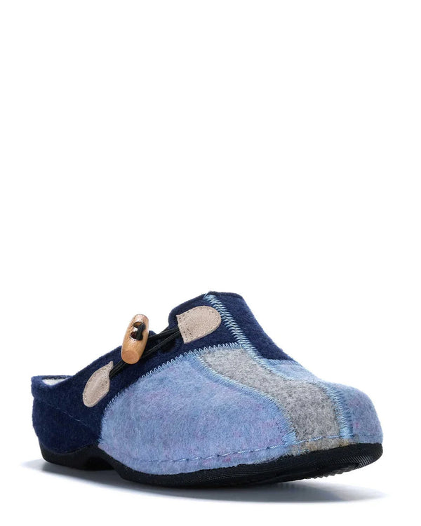Dr Feet Floss Felt Wool Slipper - Navy Multi