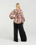 Black Stone Phoebe Gathered Sleeve Top - Monets Garden