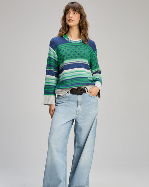 Zaket & Plover Stripe Pop Jumper - Parsley