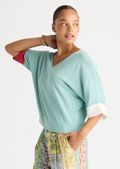 LD+Co Contrast Cuff Top - Iced