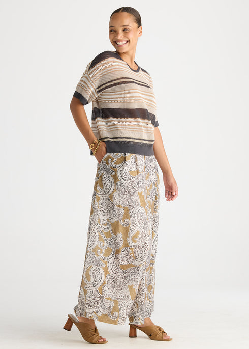 LD+Co Stripe Lace Top - Graphite