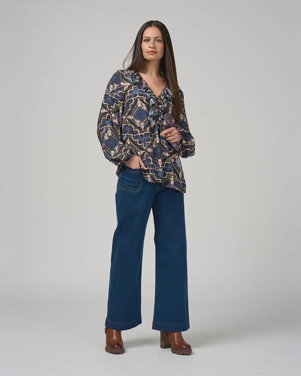 Loobies Story Regalia Blouse - Olive Multi