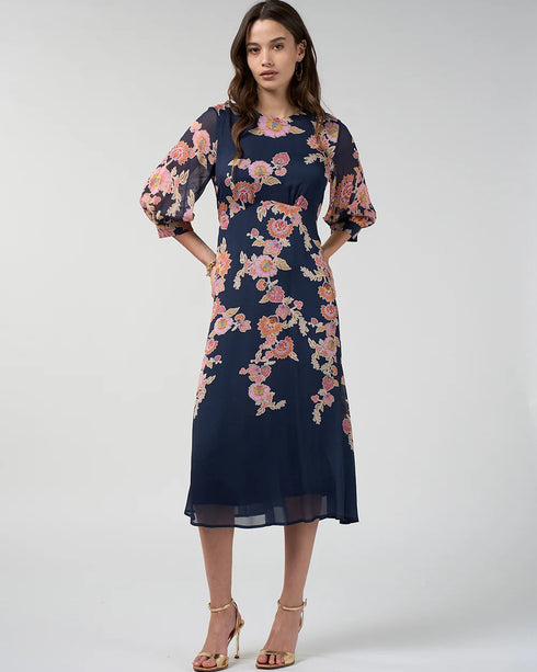 Loobies Story Mirissa Midi Dress - Indigo Multi