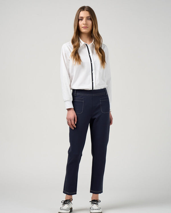 Madly Sweetly Mixed Media Shirt - White