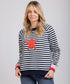 Mi Moso Striped Delight Sweat Shirt - Navy