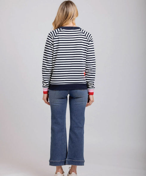 Mi Moso Striped Delight Sweat Shirt - Navy