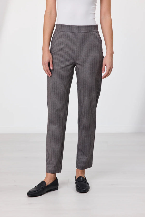 Newport  Owen Ponti Pant- Latte Herringbone Print
