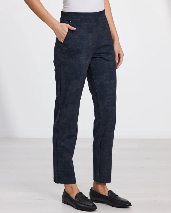 Newport Owen Ponti Pant- Navy Grid Print