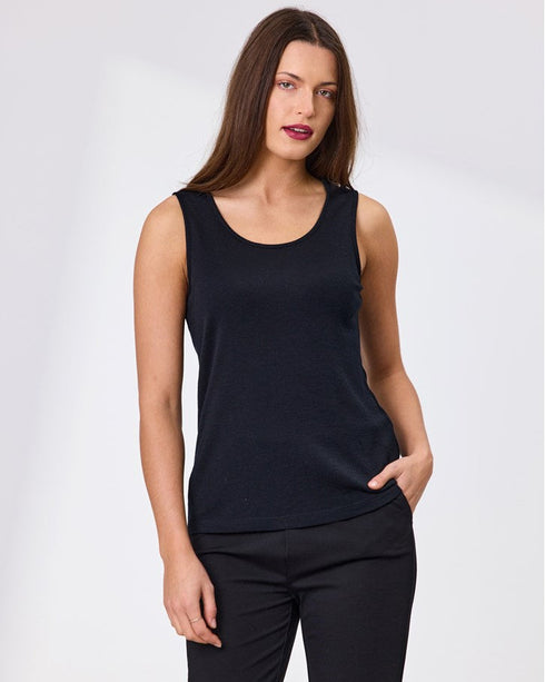 Newport Twain Merino Reversible Tank/Singlet - Black