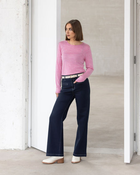 Vassalli Tori Merino Crew - Pink Marle