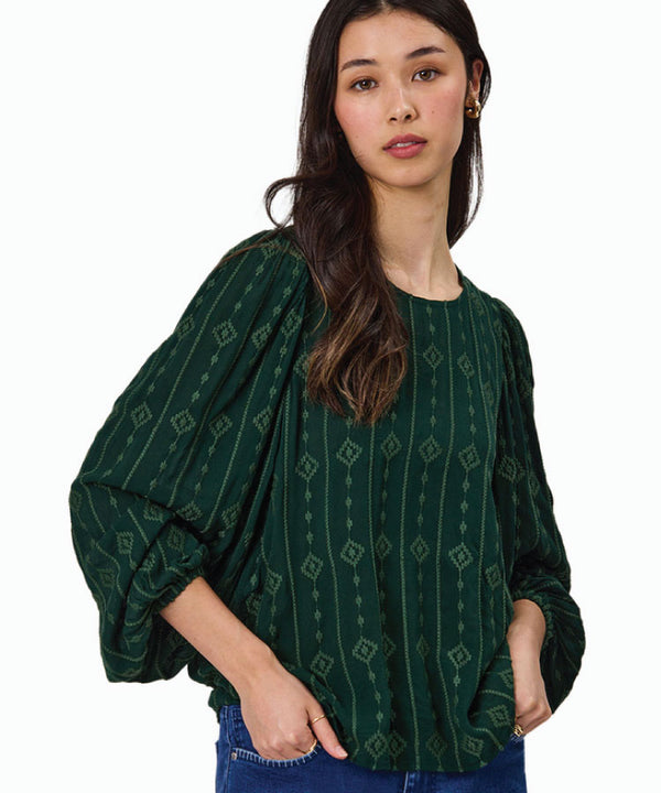 Duo Eliza Embroiderted Blouse- Forest