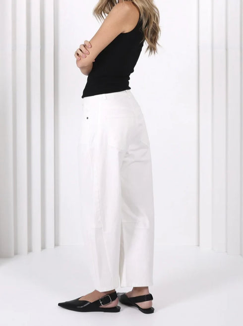 Monaco Toni Barrel Jeans - White
