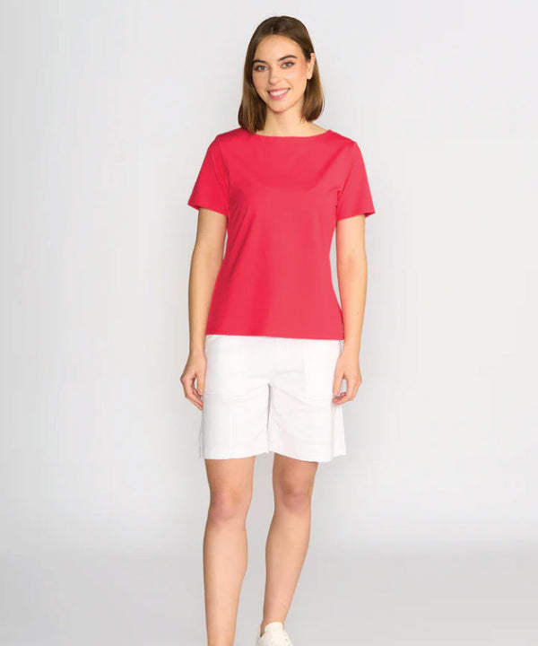 Vassalli Boat Neck Top, Relaxed Fit - Cherry