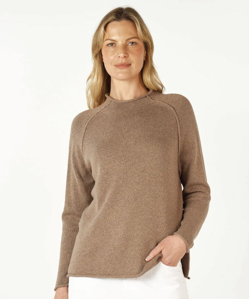 Zaket & Plover Essential Funnel Neck Jumper - Bark