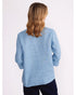 Yarra Trail Ruffle Linen Shirt - Bay Blue