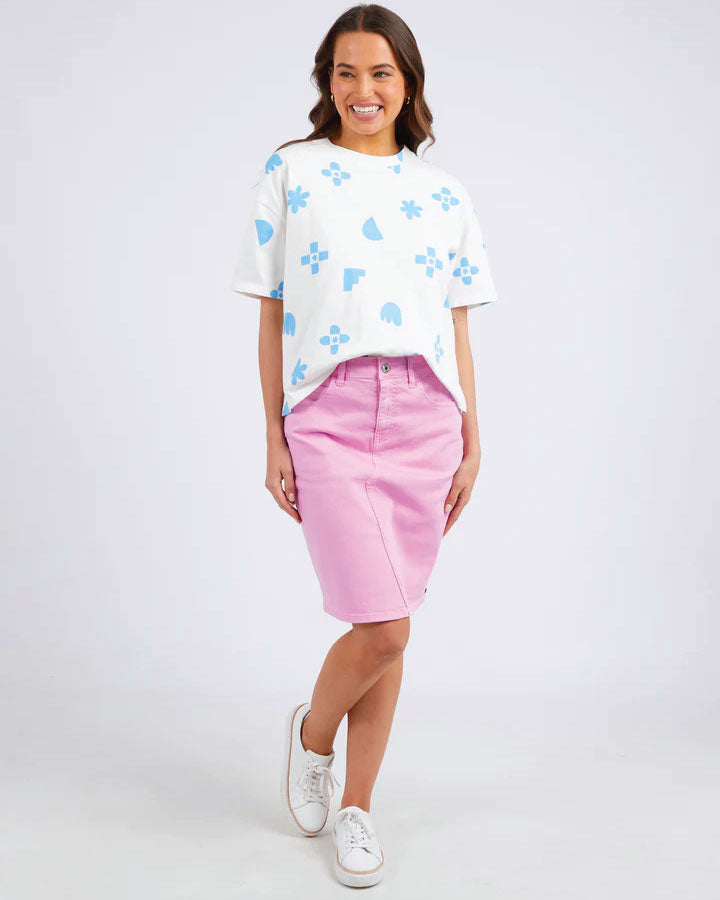 Pink denim skirt outlet nz