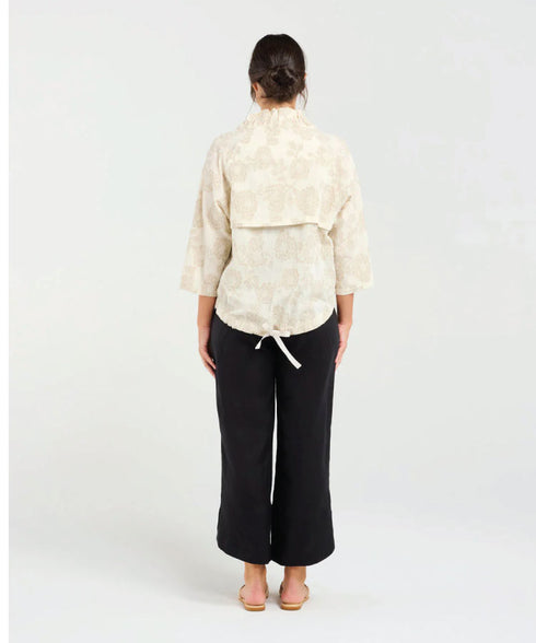 Black Stone Jacquard Zip Front Jacket - Beige Jacquard