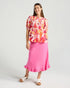 Black Stone Bridget Pin Tuck Top - Print - Mandarin Pink Floral