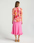 Black Stone Bridget Pin Tuck Top - Print - Mandarin Pink Floral