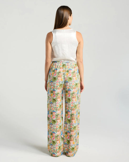 Black Stone Casa Del Sol Print Linen Pants