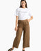 Black Stone Ester Crop Linen Pants -  Cappuchino