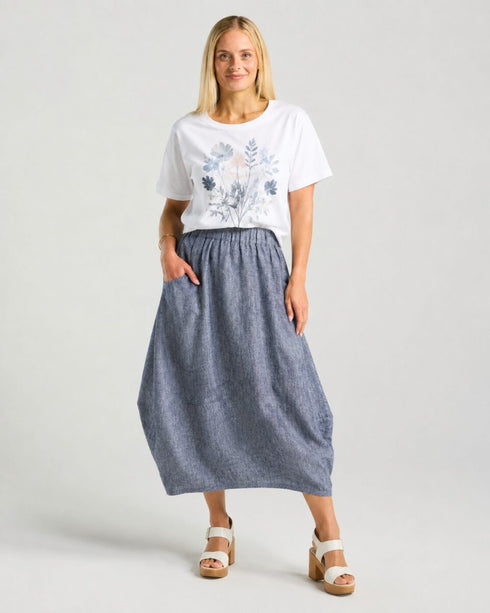 Black Stone Iris Bubble Skirt - Black Cross Dye