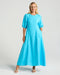 Black Stone Lorella Contrast Puff Sleeve Dress - Hawaiian Blue