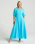 Black Stone Lorella Contrast Puff Sleeve Dress - Hawaiian Blue