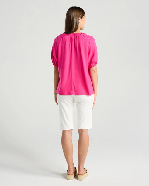 Black Stone Rosella Stitch Detail Top - Rose