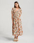 Black Stone Valentina V Neck Print Dress - Tropical Muse