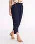 Yarra Trail Button Leg Detail Linen Pants - navy