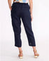 Yarra Trail Button Leg Detail Linen Pants - navy