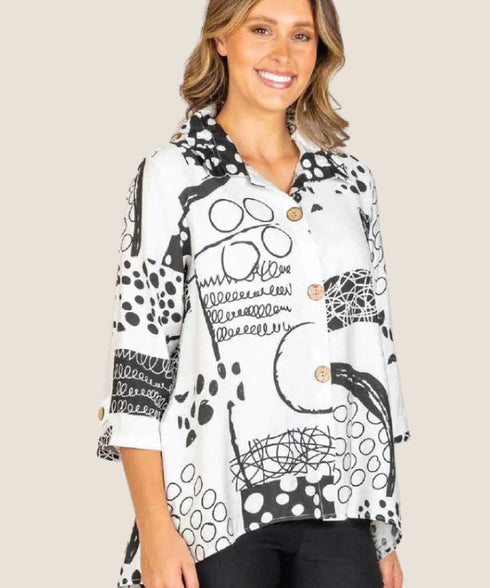 Renoma Maria Wire Collar Shirt - Black/White