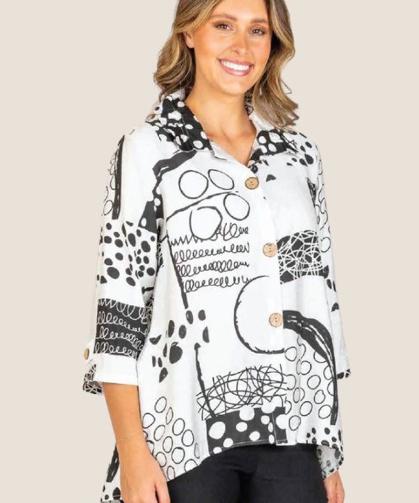 Renoma Maria Wire Collar Shirt - Black/White