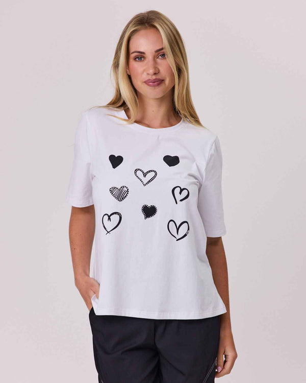Classified Heart Trim Tee - White/Black
