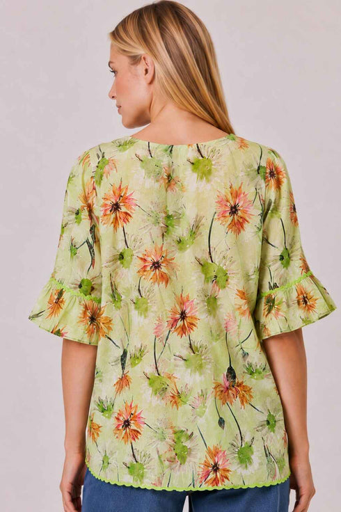 Classified Riviera Print Top - Lime