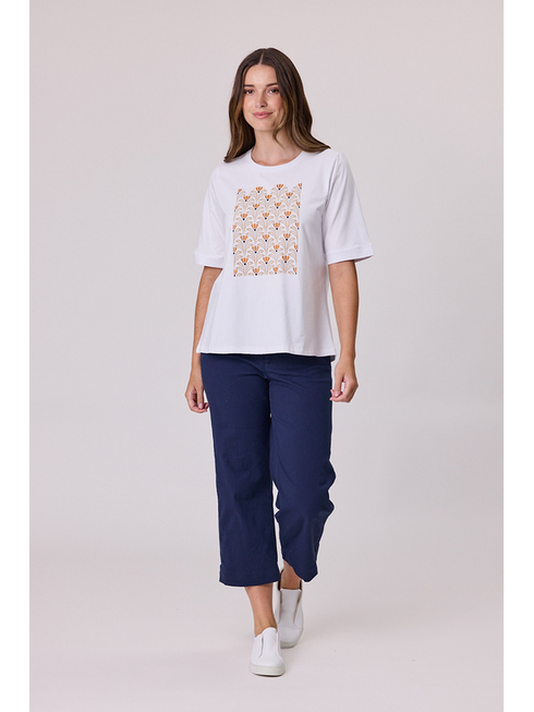 Demoracy Diamante Trim T Shirt - White