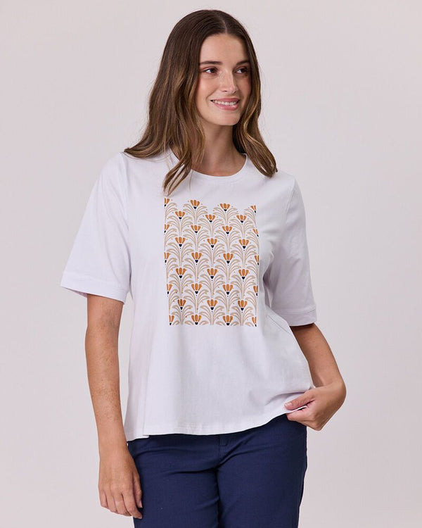 Demoracy Diamante Trim T Shirt - White