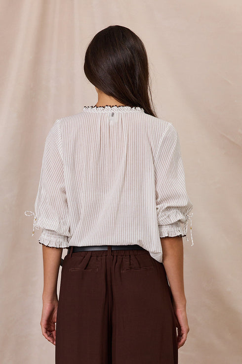 Design Nation Florence Top - White and Cocoa Stripe