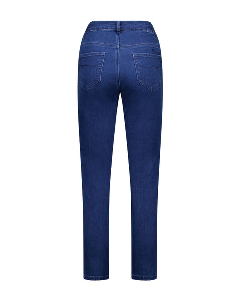 Vassalli Skinny Leg Ankle Grazer Jean with side elastic - Blue Denim