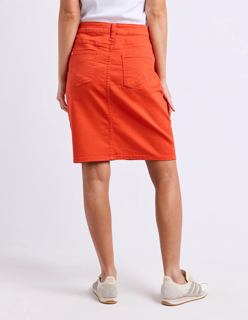 Elm Belle Denim Skirt - Tangerine