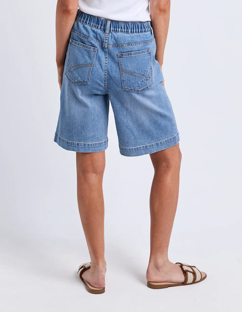 Elm Birdie Long Denim Short - Light Blue