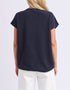 Elm Coral Dust Waffle Knit Top - Navy