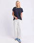 Elm Coral Dust Waffle Knit Top - Navy